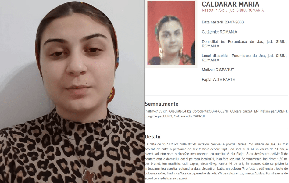 Dată dispărută de patru luni, adolescenta din Sibiu răpită anul trecut acuză: „Părinții vor să mă vândă”