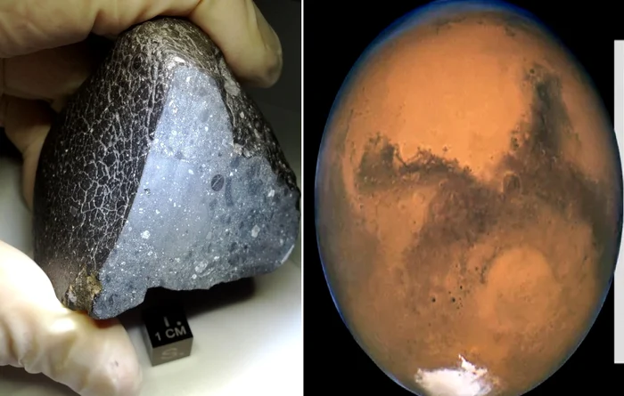 Dovezi ale apei în cea mai veche crustă marțiană cunoscută - meteoritul „Frumusețea Neagră” Colaj