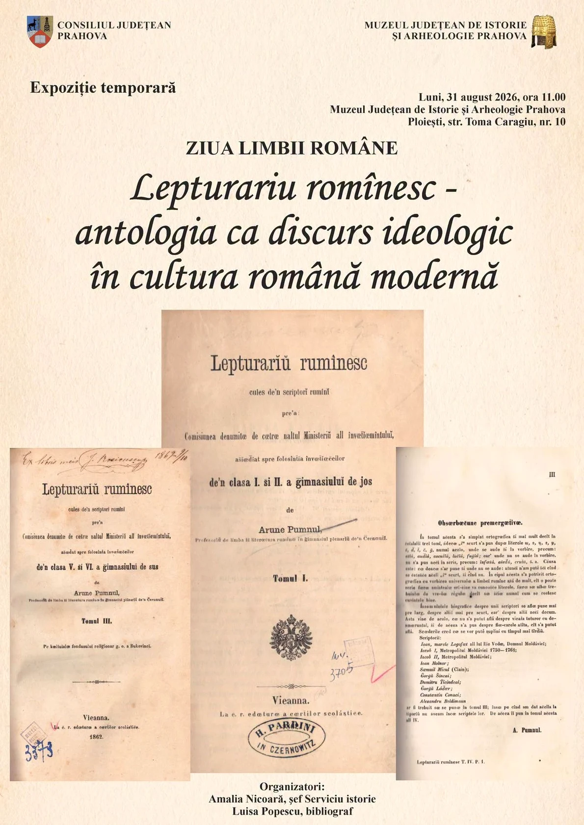 Expoziția temporară «Lepturariu romînesc» - antologia ca discurs ideologic în cultura română modernă