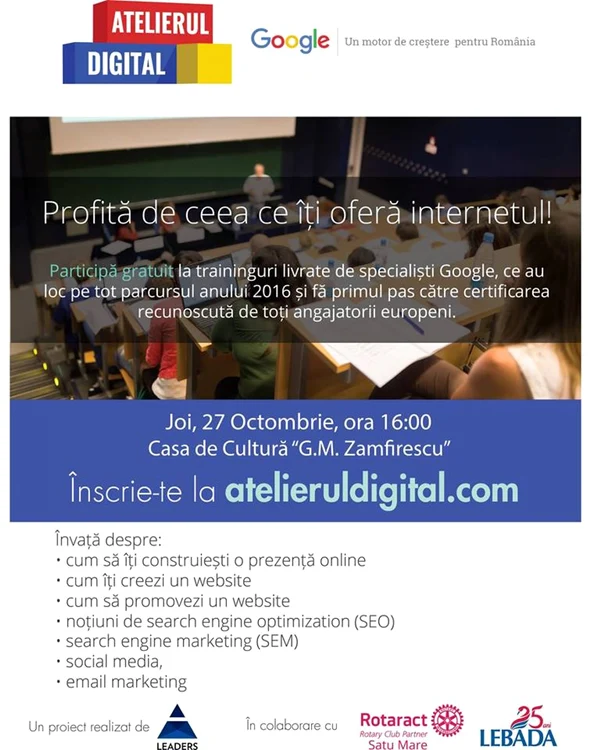 Cursul va fi oferit gratuit, iar la final se poate continua parcurgerea online a celor 23 de module necesare obţinerii certificarii