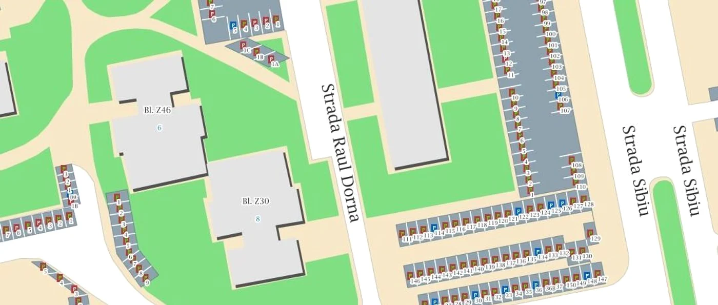 Aplicația își arată harta locurilor de parcare din zona unde locuiești