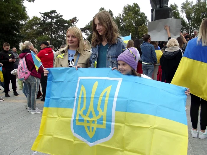 Marșul mamelor şi al copiilor din Ucraina, la Constanţa. FOTO Mariana Iancu