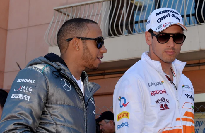 Lewis Hamilton și Adrian Sutil, în 2013 Foto/Sutton Images