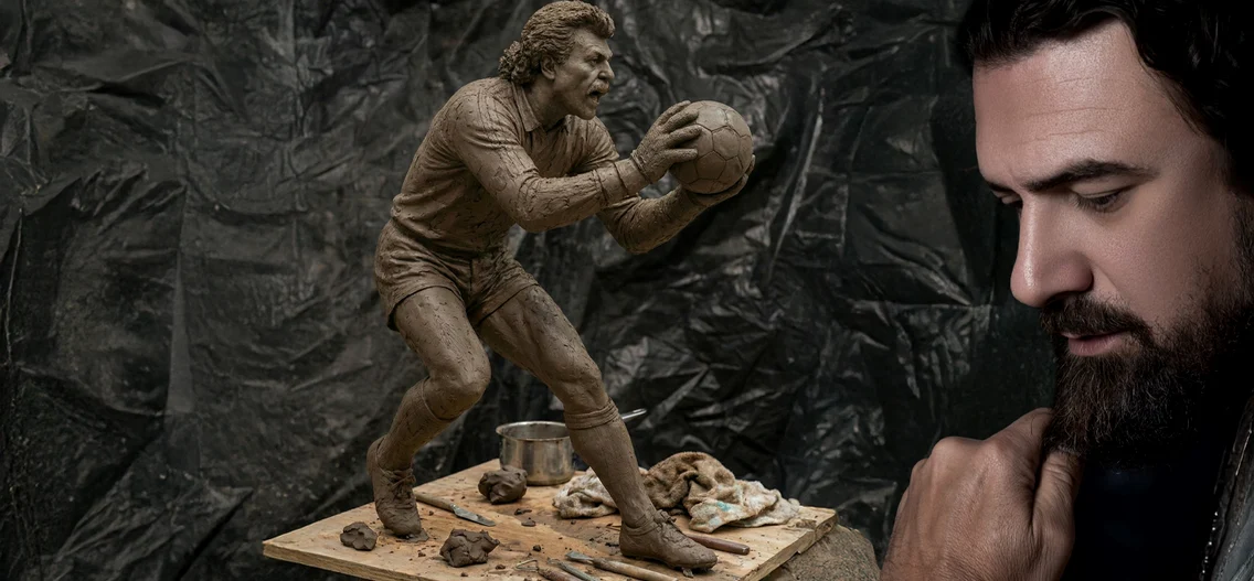 Statuia realizată de Alin Neacșu în memoria lui Helmut Duckadam