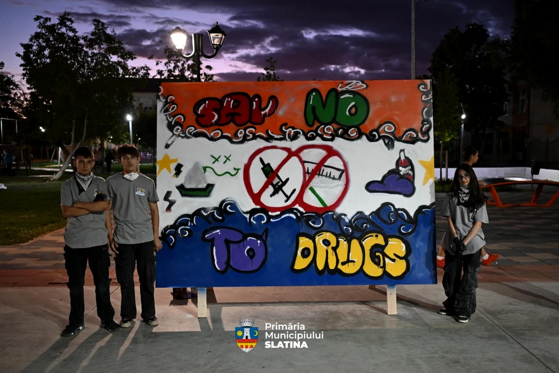 Lucrarea de graffiti realizată de Liceul Economic  FOTO: Primăria Municipiului Slatina
