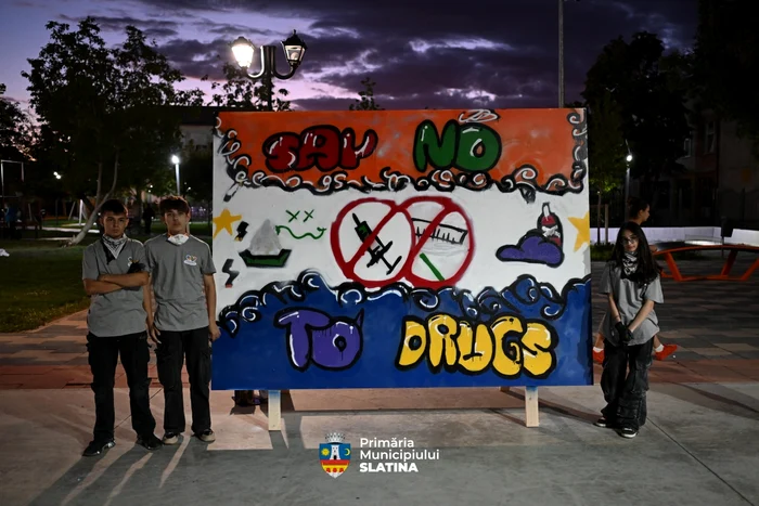 Lucrarea de graffiti realizată de Liceul Economic  FOTO: Primăria Municipiului Slatina