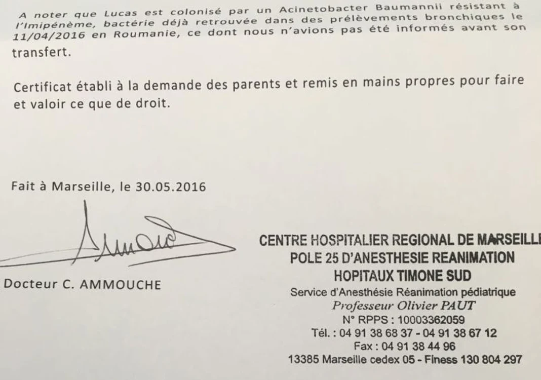 Francezii au scris negru pe alb că băieţelul valeriei a venit cu bacterie periculoasă, iar ei nu au ştiut nimic