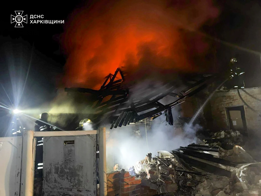 Atac aerian rusesc asupra orașului Bogoduhiv, din regiunea Harkov FOTO: Telegram/ DSNS Ucraina