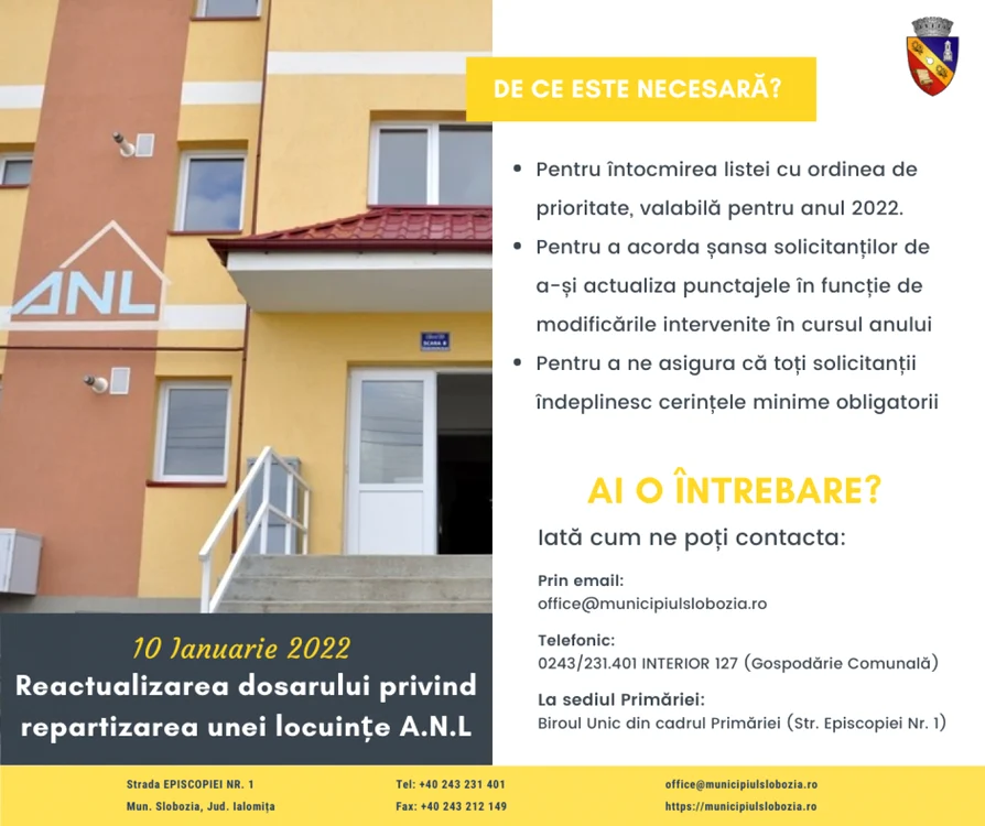 slobozia locuinte ANL reactualizare dosar FOTO Faceb/MS