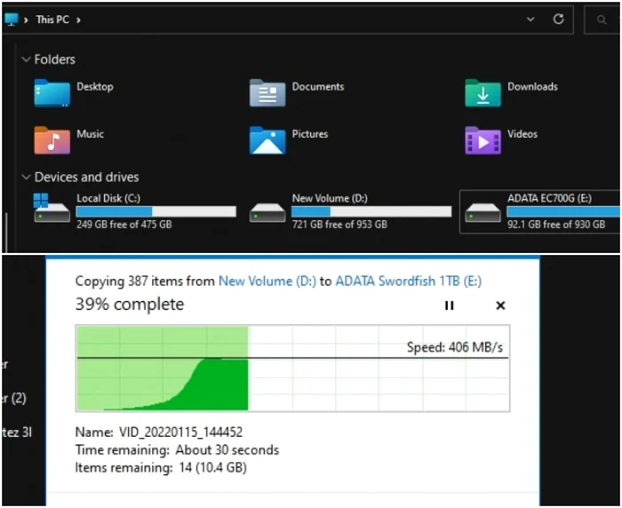 ADATA RGB Lightning EC700G test viteza PC