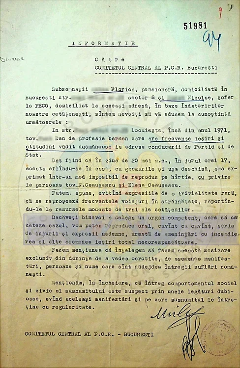 Document din arhiva CNSAS