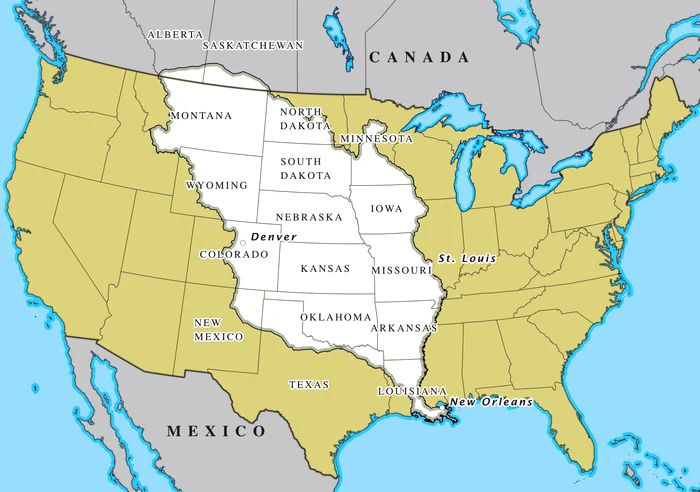 Teritoriul Louisiana în 1803 FOTO wikipedia