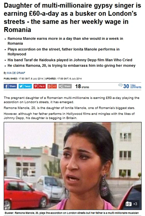 Povestea fiicei lui Ioniţă din Clejani a apărut în Daily Mail