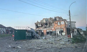 Hotel din Kursk lovit de o rachetă ucraineană Foto X jpg