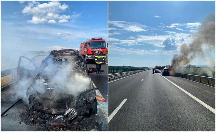 Maşina a fost distrusă în întregime. Foto: ISU Alba