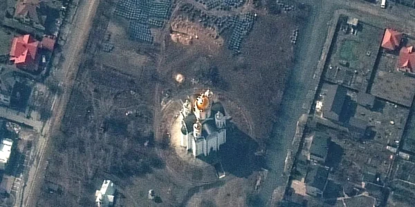 imagini din satelit - orasul Bucha FOTO Profimedia