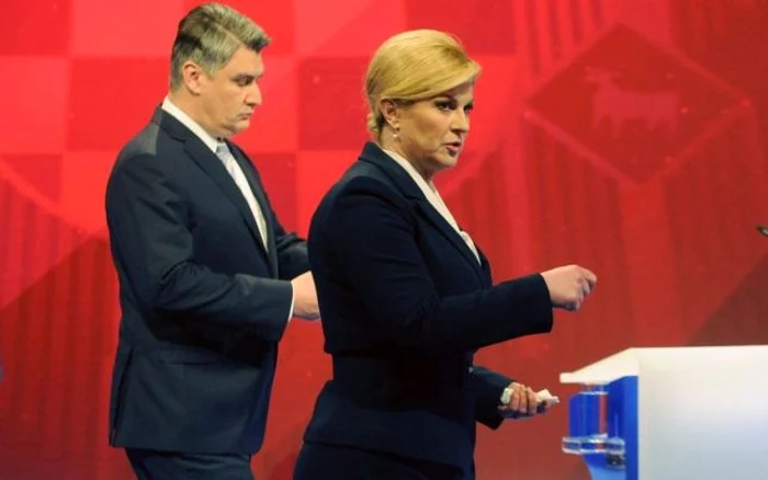 Preşedinta  Kolinda Grabar-Kitarović şi fostul premier Zoran Milanovic