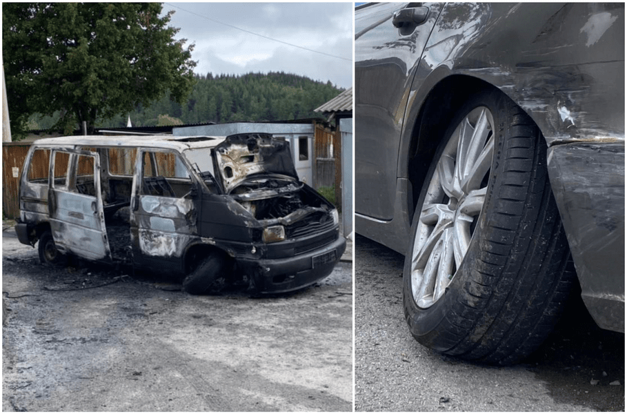 Dubă incendiată după un banal incident în trafic: seria de evenimente care a dus la reținerea a doi bărbați la Vatra Dornei