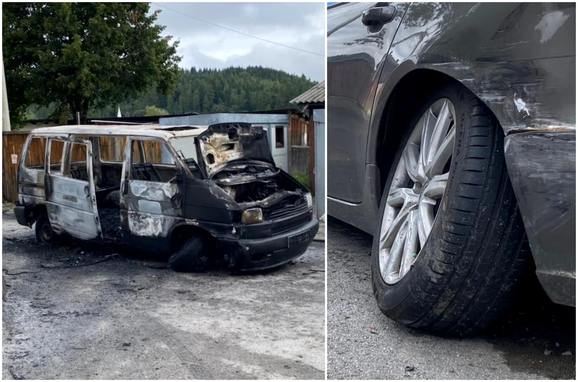 Duba șoferului care a provocat un accident a fost incendiată FOTO Facebook / Radio Dorna