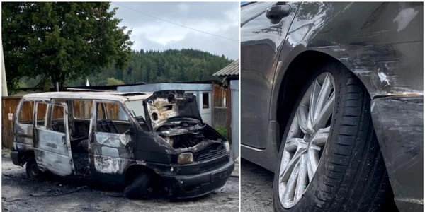 Duba șoferului care a provocat un accident a fost incendiată FOTO Facebook / Radio Dorna