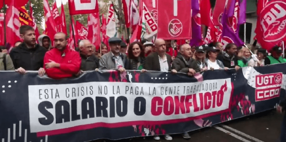 Spaniolii au ieșit în stradă pentru a solicita salarii mai mari, pe fondul inflației VIDEO