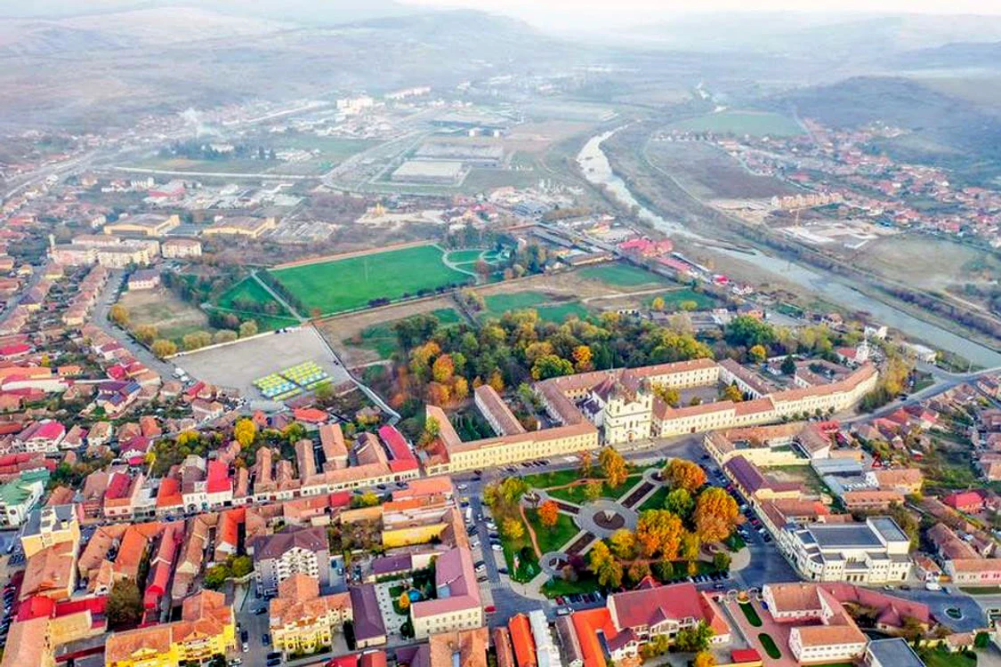 Vedere aeriană a municipiului Blaj FOTO Adevărul