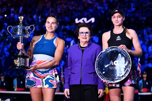 Aryna Sabalenka  și Elena Rybakina în finala Australian Open 2023  Foto Gettyimages 