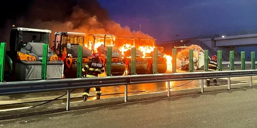 incendiu utilaje drum expres