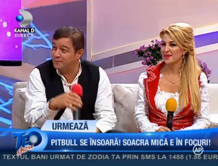 Văru Săndel şi Lorenna au fost invitaţi în direct la "Teo Show" (captură: Kanal D)