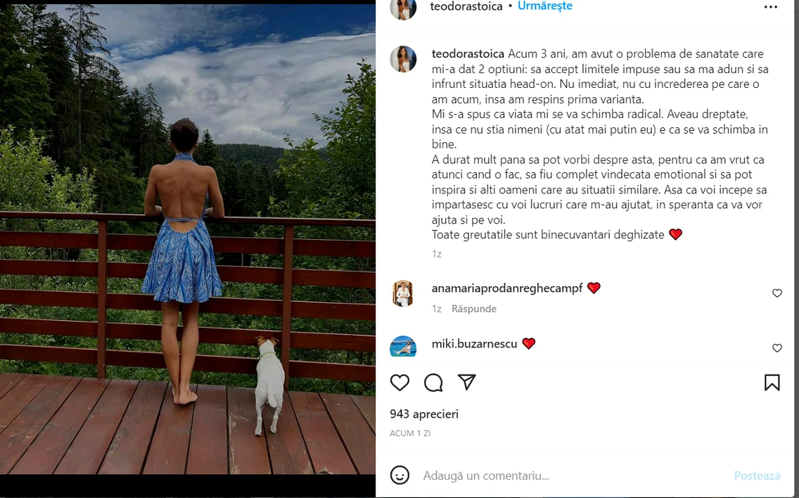 Teodora Stoica, mărturisire emoționantă