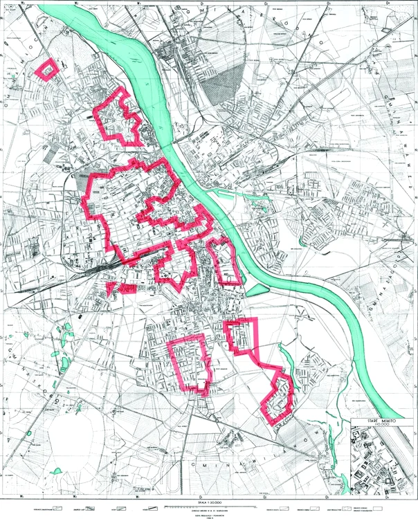 Pozițiile Armatei Teritoriale poloneze, evidențiate cu roșu, în ziua de 4 august 1944
