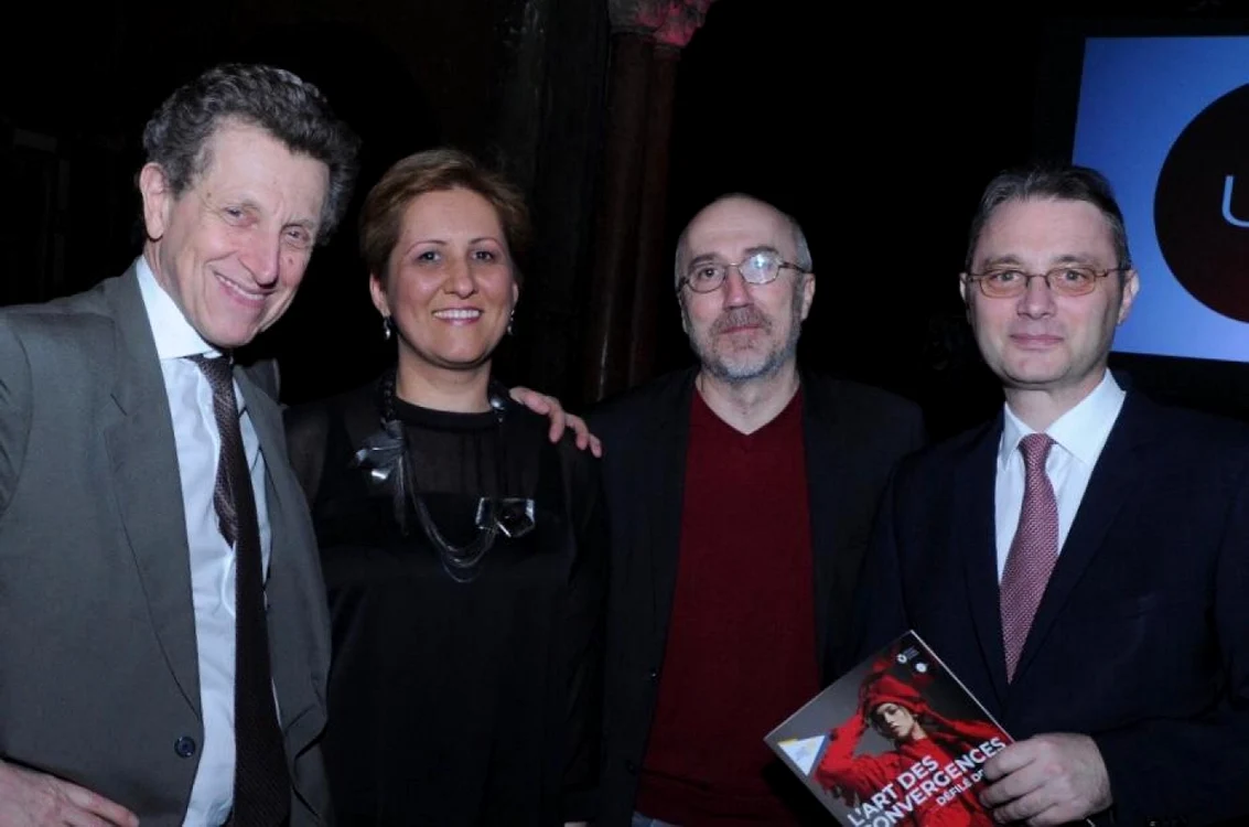 Preşedintele Institutului Francez, Pierre Buhler, preşedintele ICR, Liliana Ţuroiu, comisarul părţii franceze a Sezonului, Jean-Jacques Garnier şi E.S. Luca Niculescu, ambasadorul României în Franţa