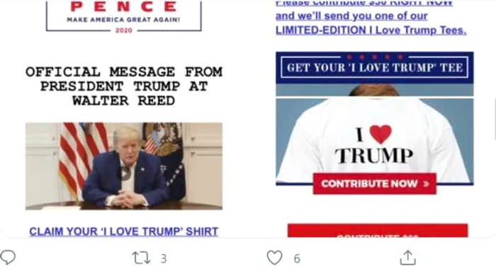 Apel la donatii facut de echipa de campanie a lui Trump FOTO Twitter