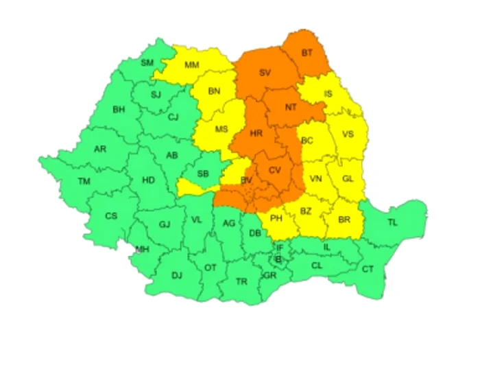 Cod galben și portocaliu Foto: ANM