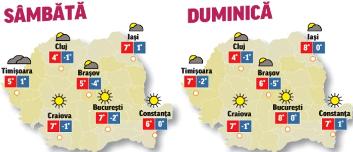 Prognoza meteo pentru următoarele două zile anunță că vremea se menține frumoasă, mai ales în sud