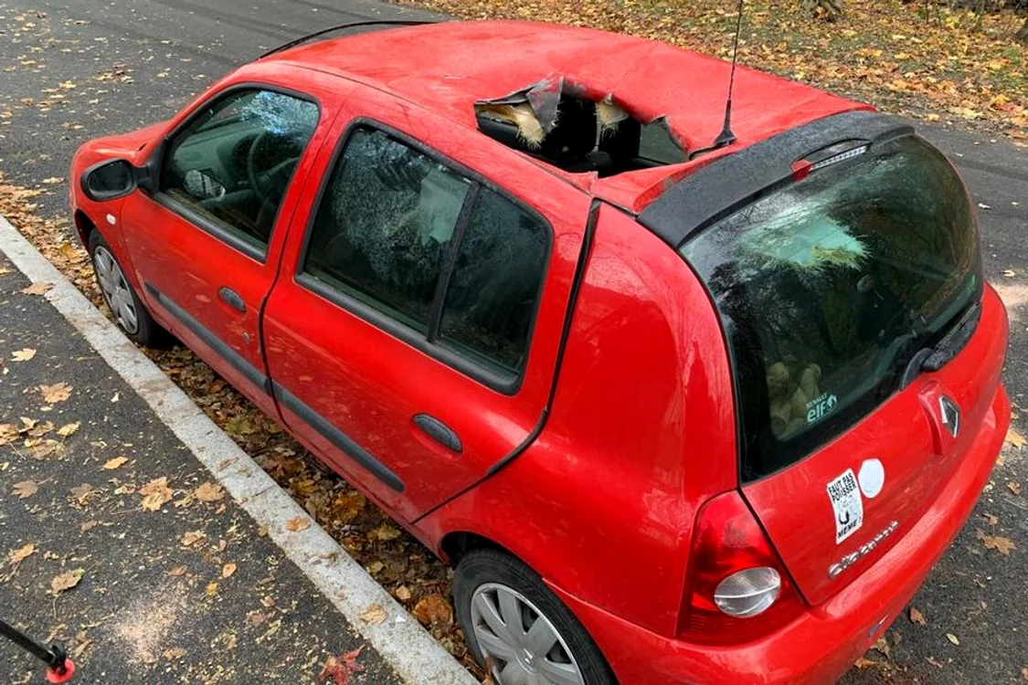 Gaura din capota mașinii din Strasbourg - Foto Twitter Infos Francaises