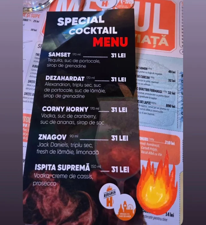 Meniu special de băuturi pentru finala Insula Iubirii / Sursă foto: captură Instagram
