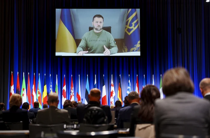 Zelenski a ținut un discurs prin teleconferință la a 69-a Adunare Parlamentară NATO FOTO EPA-EFE