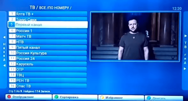 Crimeea: Hackerii ucraineni au atacat o televiziune rusească și au difuzat o declarație a lui Zelenski VIDEO