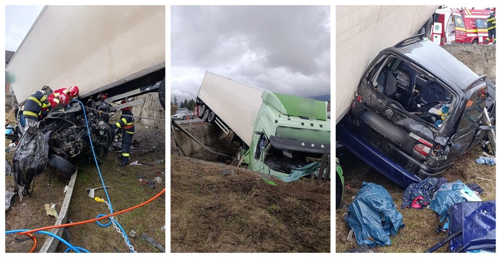 Impact devastator între o mașină și un TIR: un bărbat a murit în Suceava