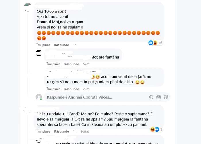 comentarii facebook avarie apă slatina