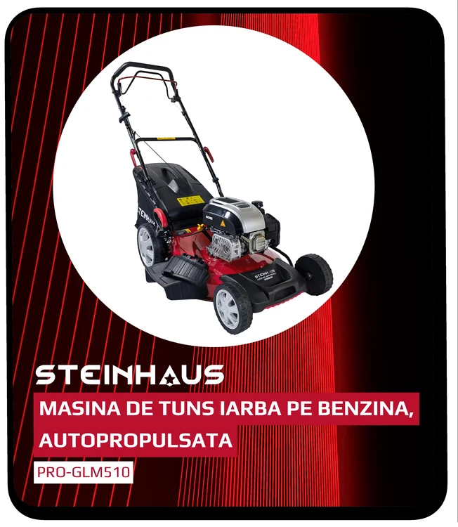 Steinhaus One 18V Pro-GLM510, mașină de tuns iarba pe benzină, autopropulsată / tuns gazon Foto eMAG