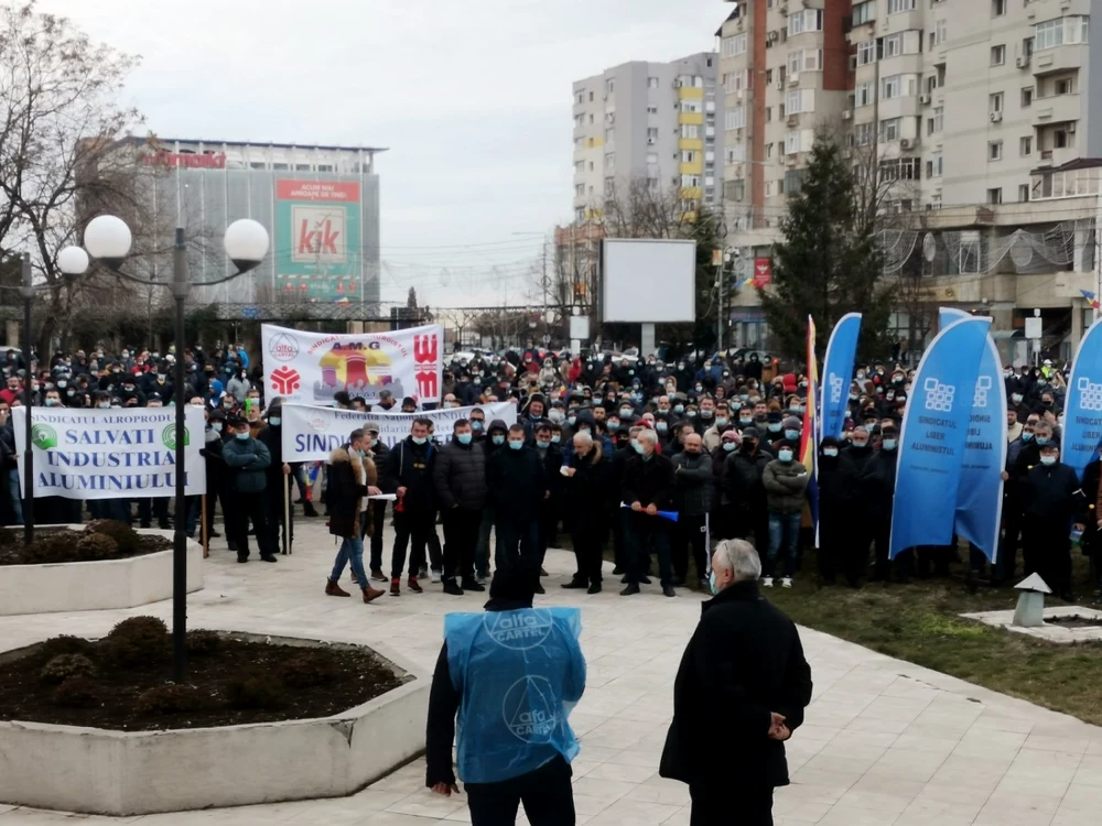 Protest sindicalişti ALRO Slatina - primul pe 2022 Foto Alina Mitran