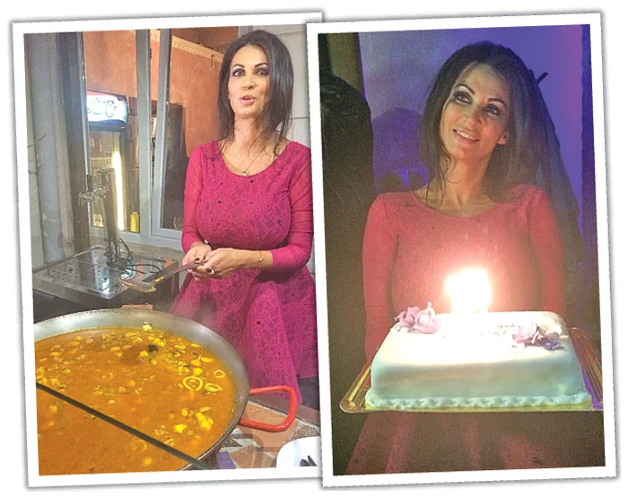 Nicoleta a stat şi în bucătăria restaurantului. A primit în dar un tort cu trandafiri