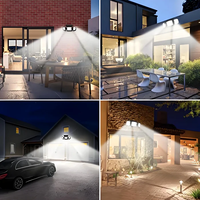 Iluminat pentru securitate cu lămpi solare Foto Quntis