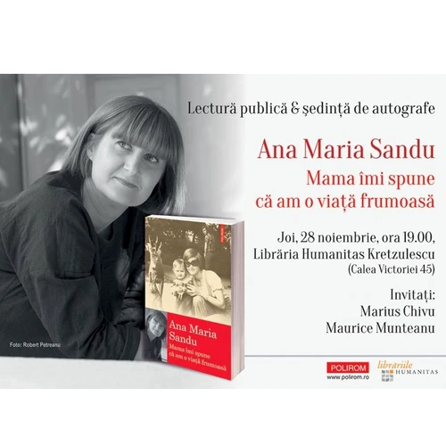 Lansare de carte: „Mama îmi spune că am o viață frumoasă”, de Ana Maria Sandu jpeg