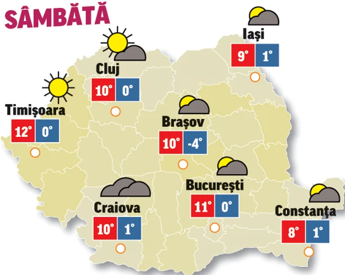 Astăzi cerul va fi un pic mai degajat, mai ales în partea de nord-vest
