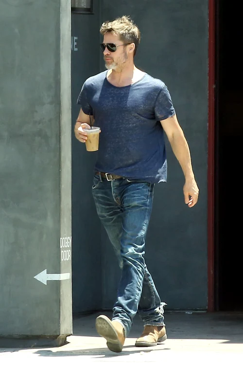 Brad Pitt takes home a iced coffee after lunch jpeg