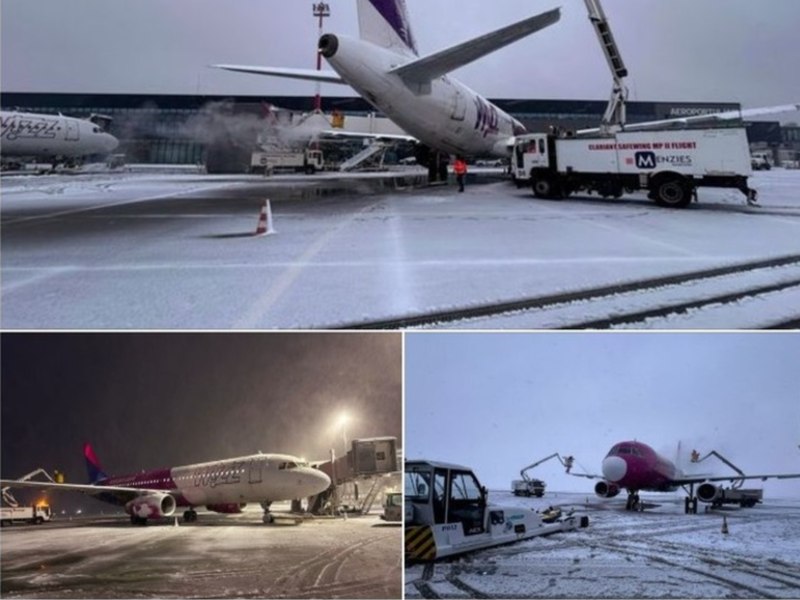 Zborurile, afectate de ninsori. Întârzieri de până la trei ore pe aeroportul din Iași