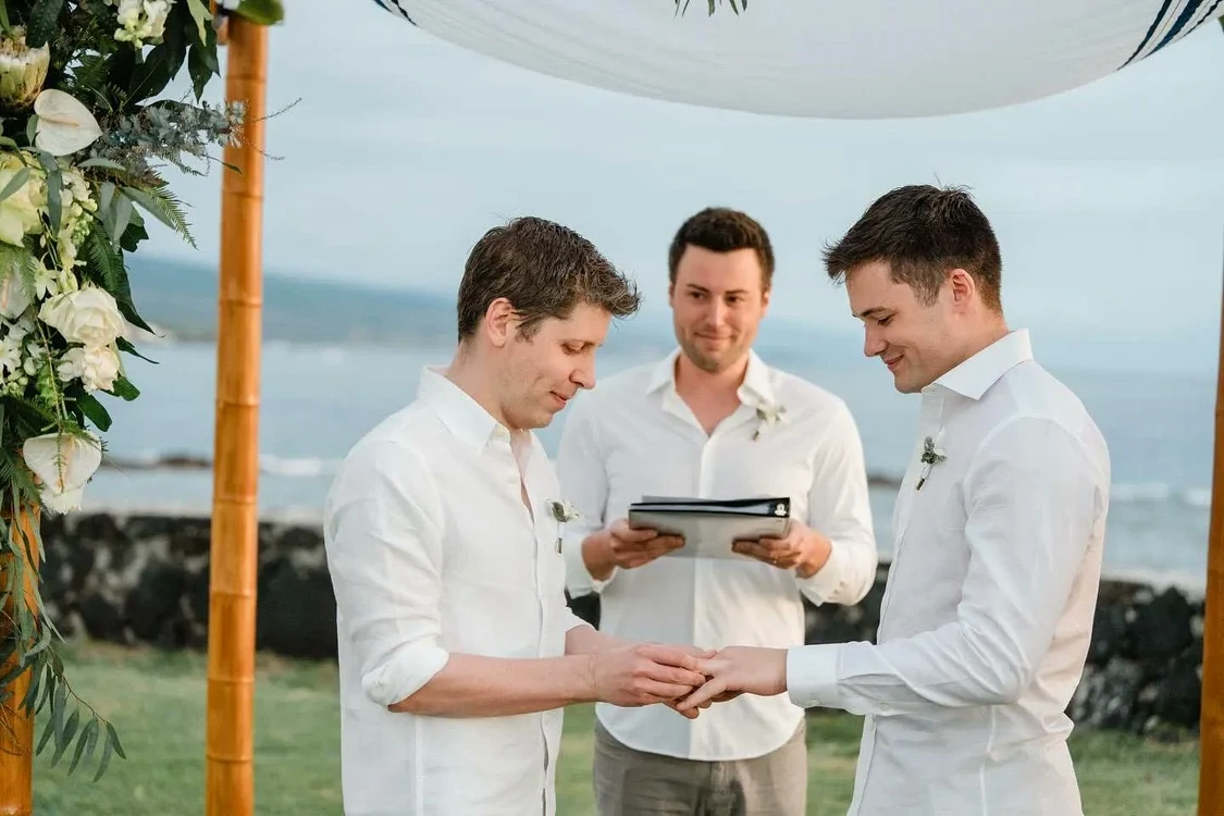 Imagine de la nunta lui Sam Altman cu Oliver Mulherin FOTO X (Twitter)